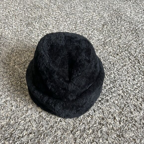 Vintage Stetson Black Genuine Mouton Fur Hat Adult Size Medium M Union Made - Picture 2 of 11